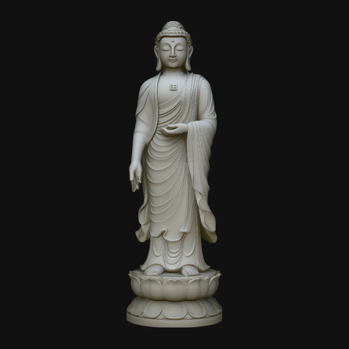 Standing Buddha on Lotus Statue Design 1