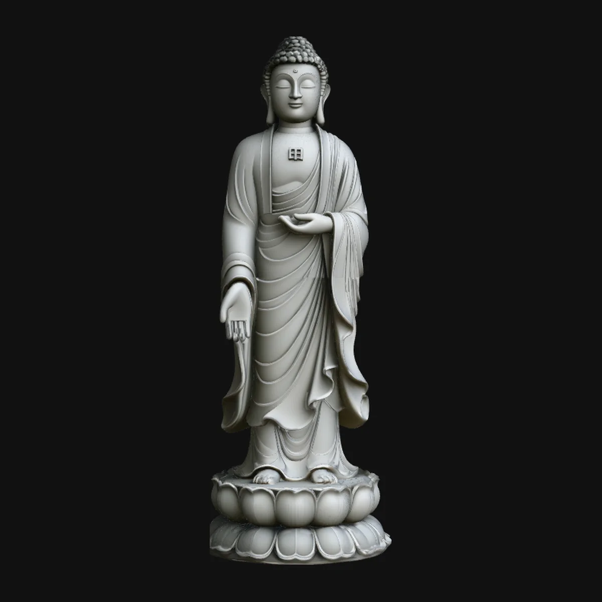 Standing Buddha on Lotus Statue Design 2