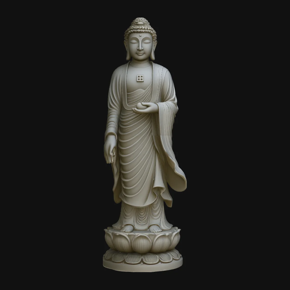 Standing Buddha on Lotus Statue Design 3