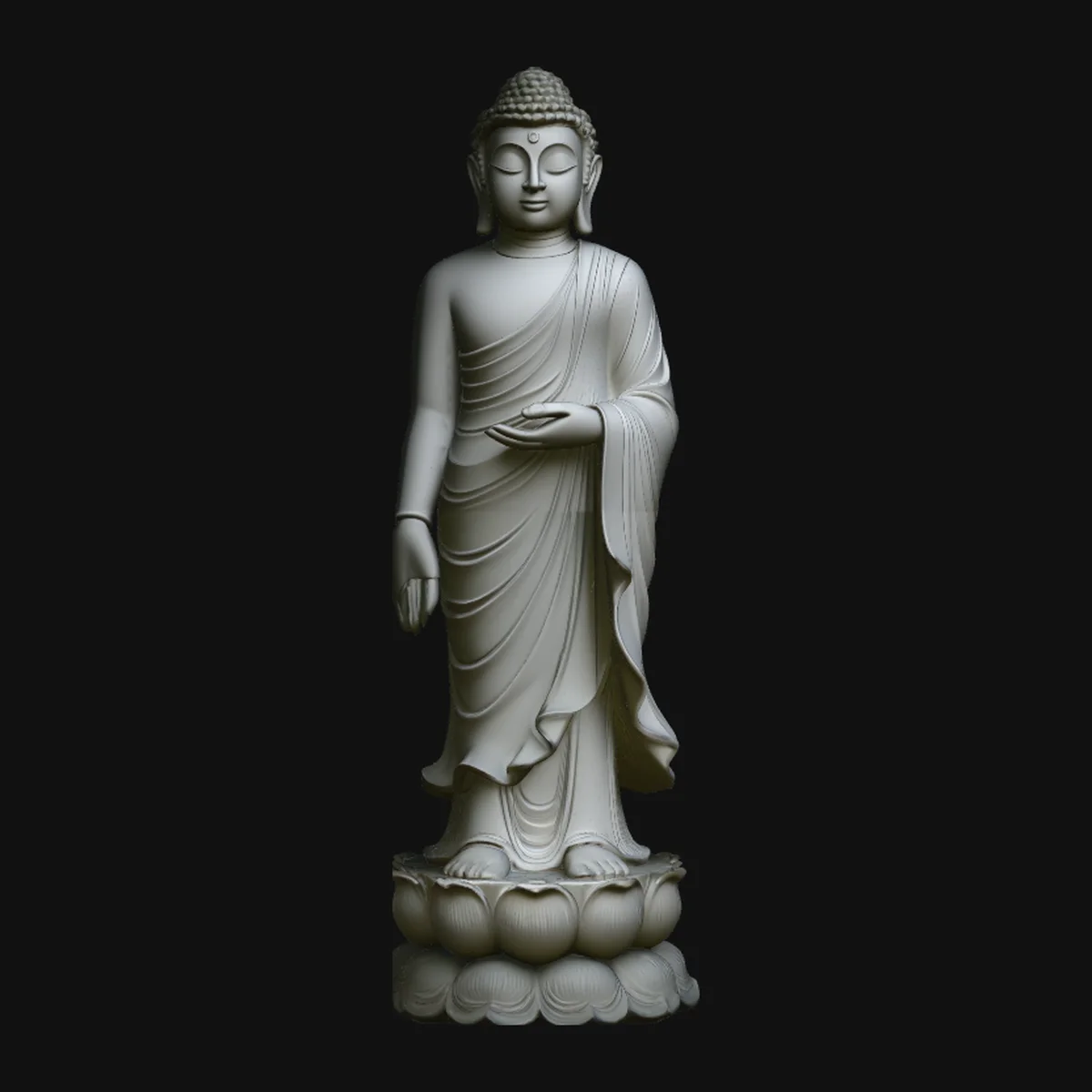 Standing Buddha on Lotus Statue Design 4