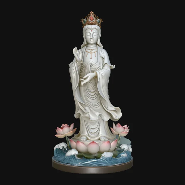 Standing Guanyin on Lotus Statue Design 1