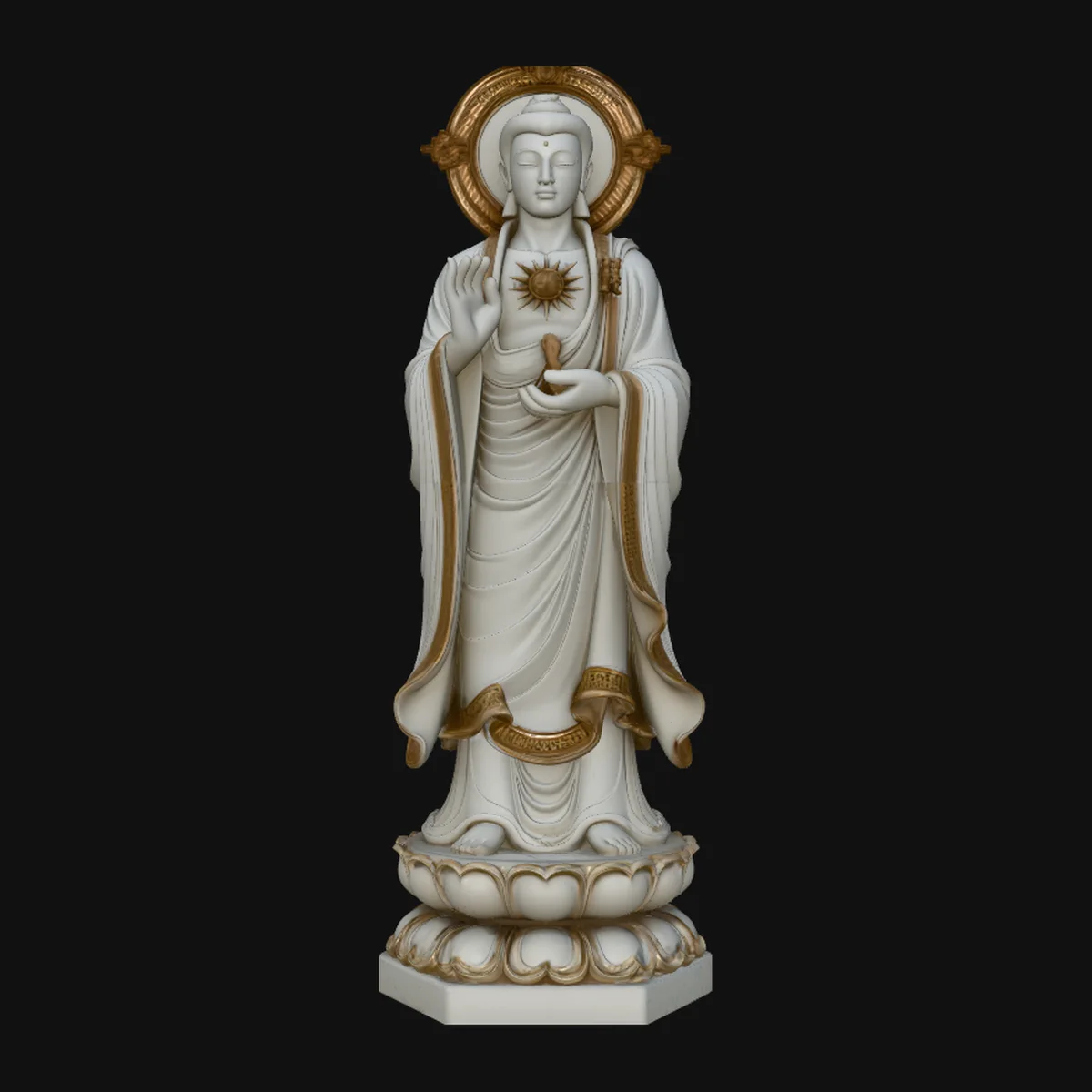 Standing Guanyin on Lotus Statue Design 2