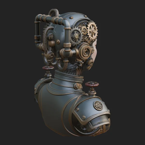 Steampunk Clockwork Head Bust Design 1