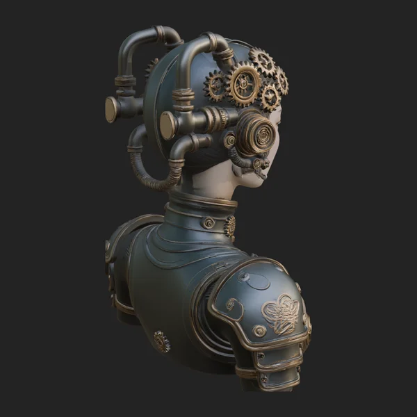 Steampunk Clockwork Head Bust Design 2
