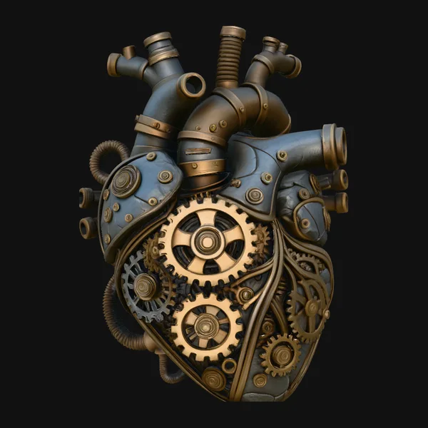 Steampunk Mechanical Heart Statue Design 1