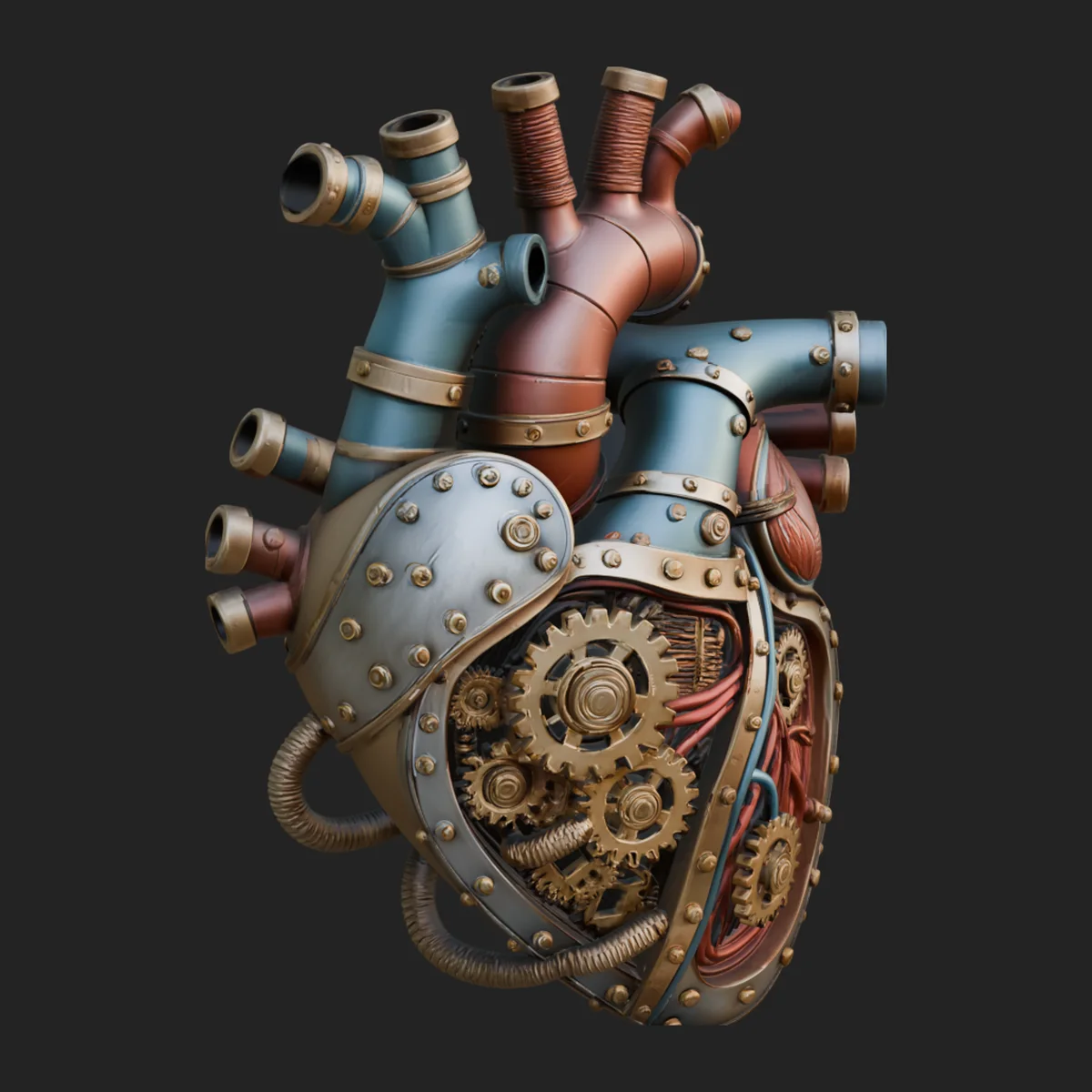 Steampunk Mechanical Heart Statue Design 10