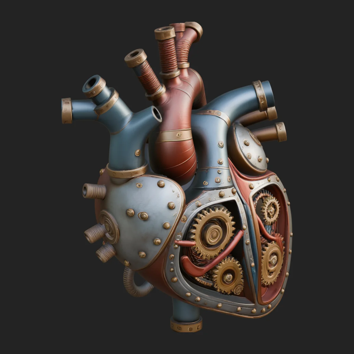 Steampunk Mechanical Heart Statue Design 12