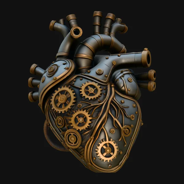 Steampunk Mechanical Heart Statue Design 3