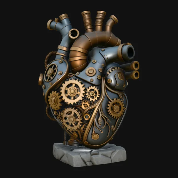 Steampunk Mechanical Heart Statue Design 4