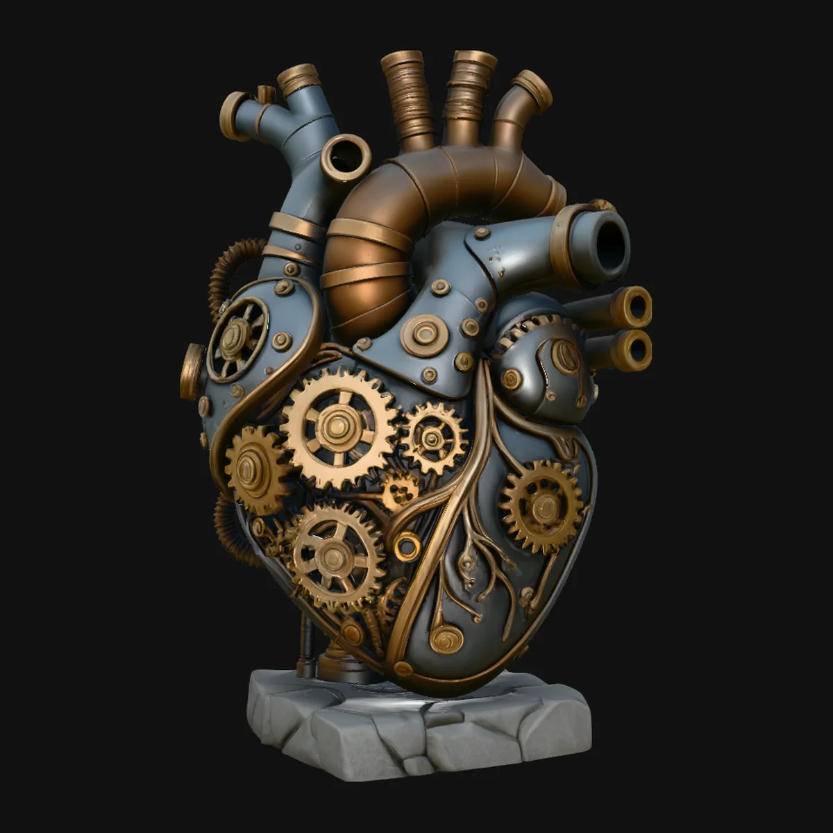 Steampunk Mechanical Heart Statue Design 4