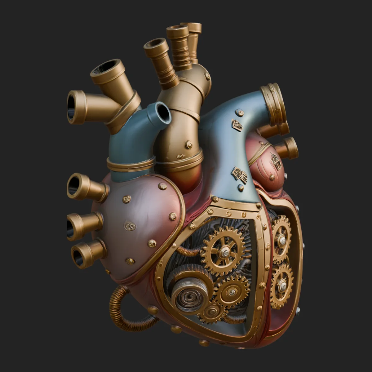 Steampunk Mechanical Heart Statue Design 9