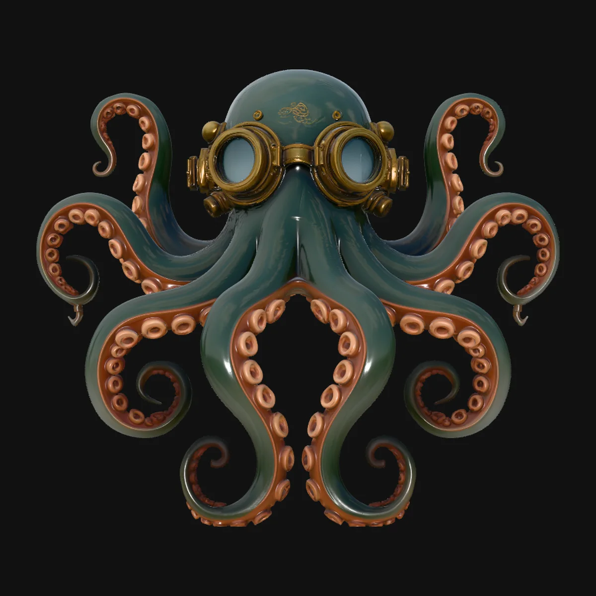 Steampunk Octopus Statue Design 2