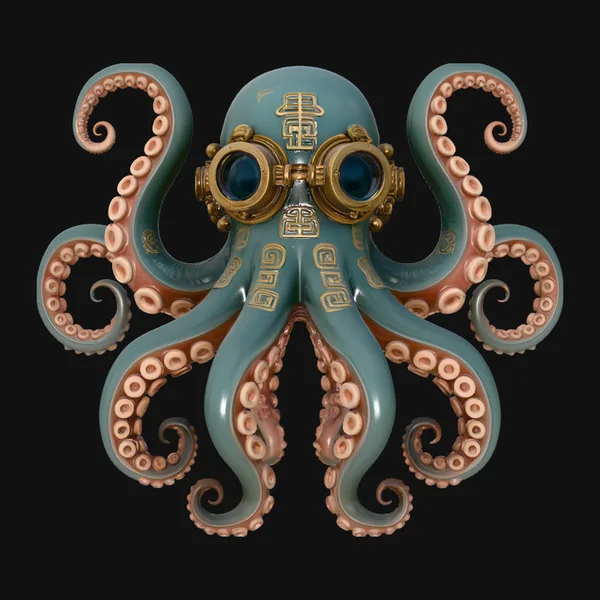 Steampunk Octopus Statue Design 3