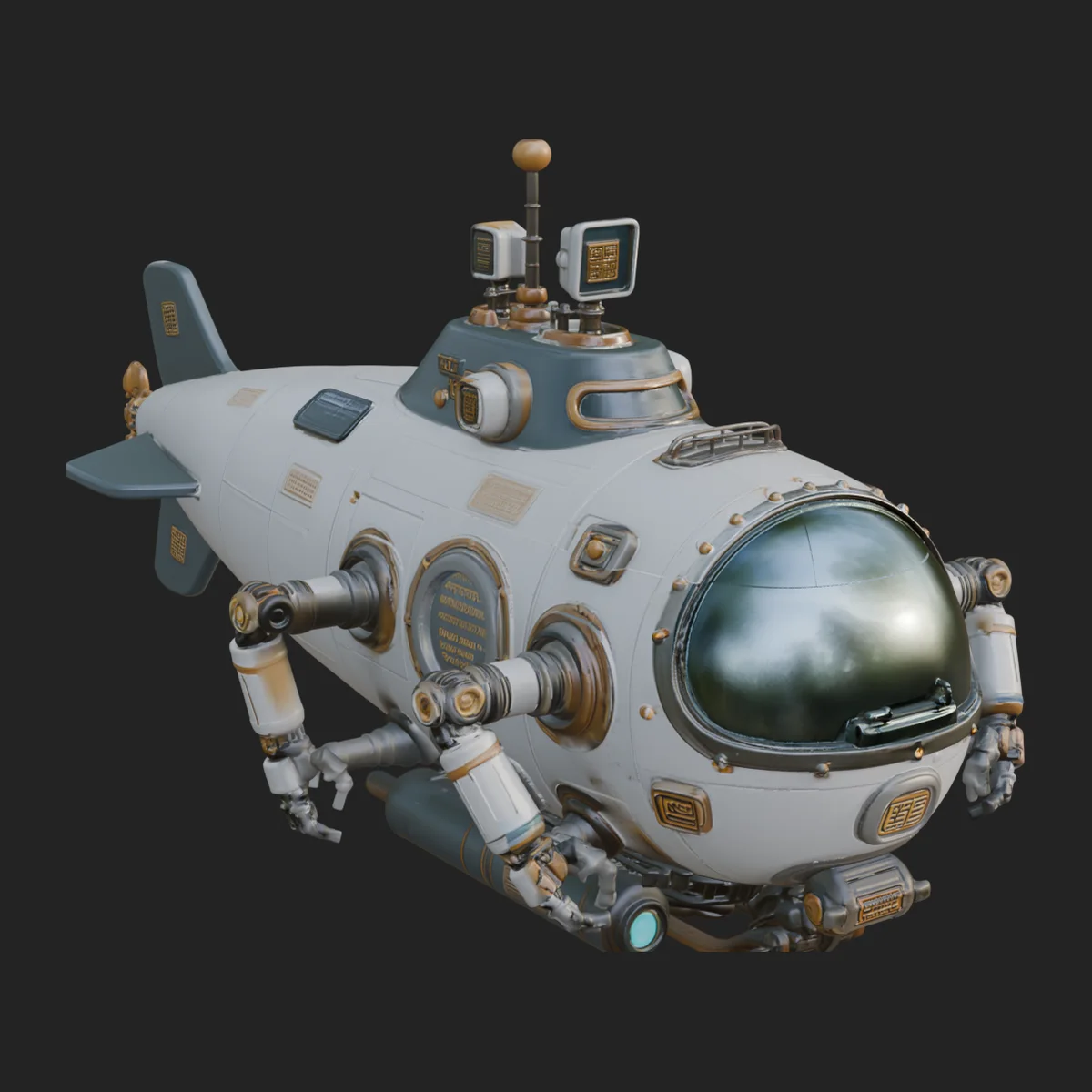 Steampunk Submersible Model Design 11