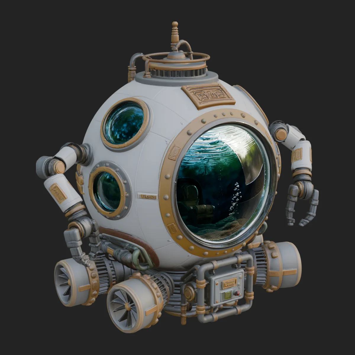 Steampunk Submersible Model Design 13