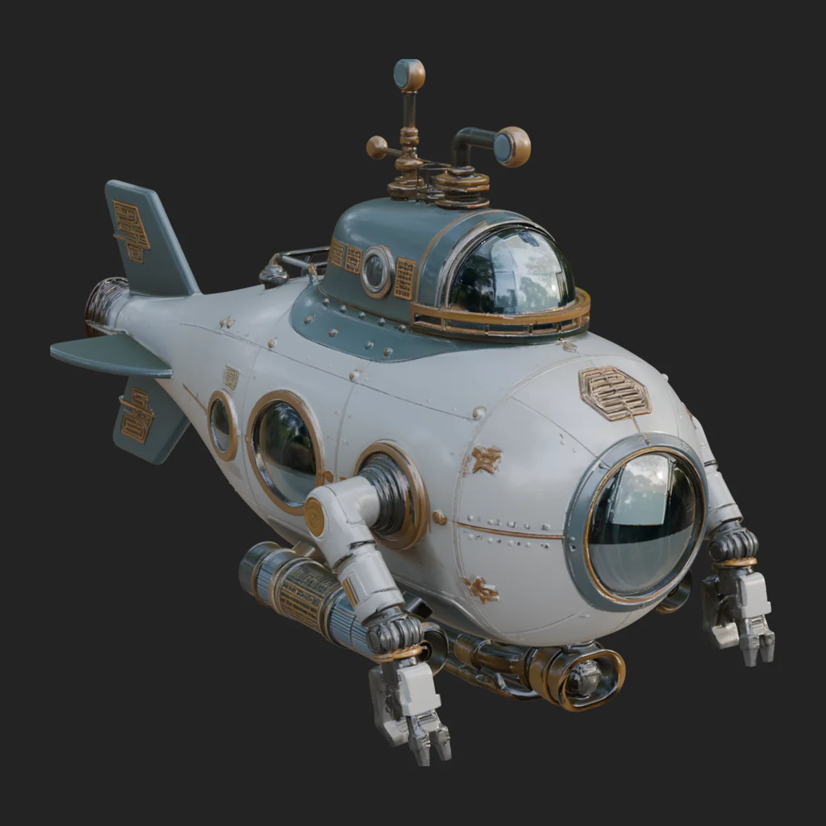 Steampunk Submersible Model Design 17