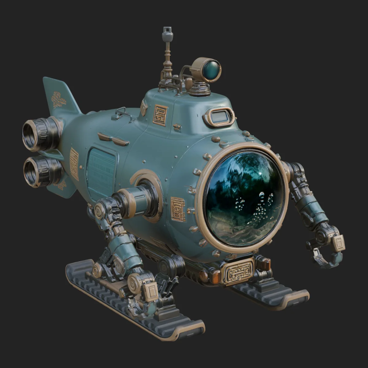 Steampunk Submersible Model Design 18