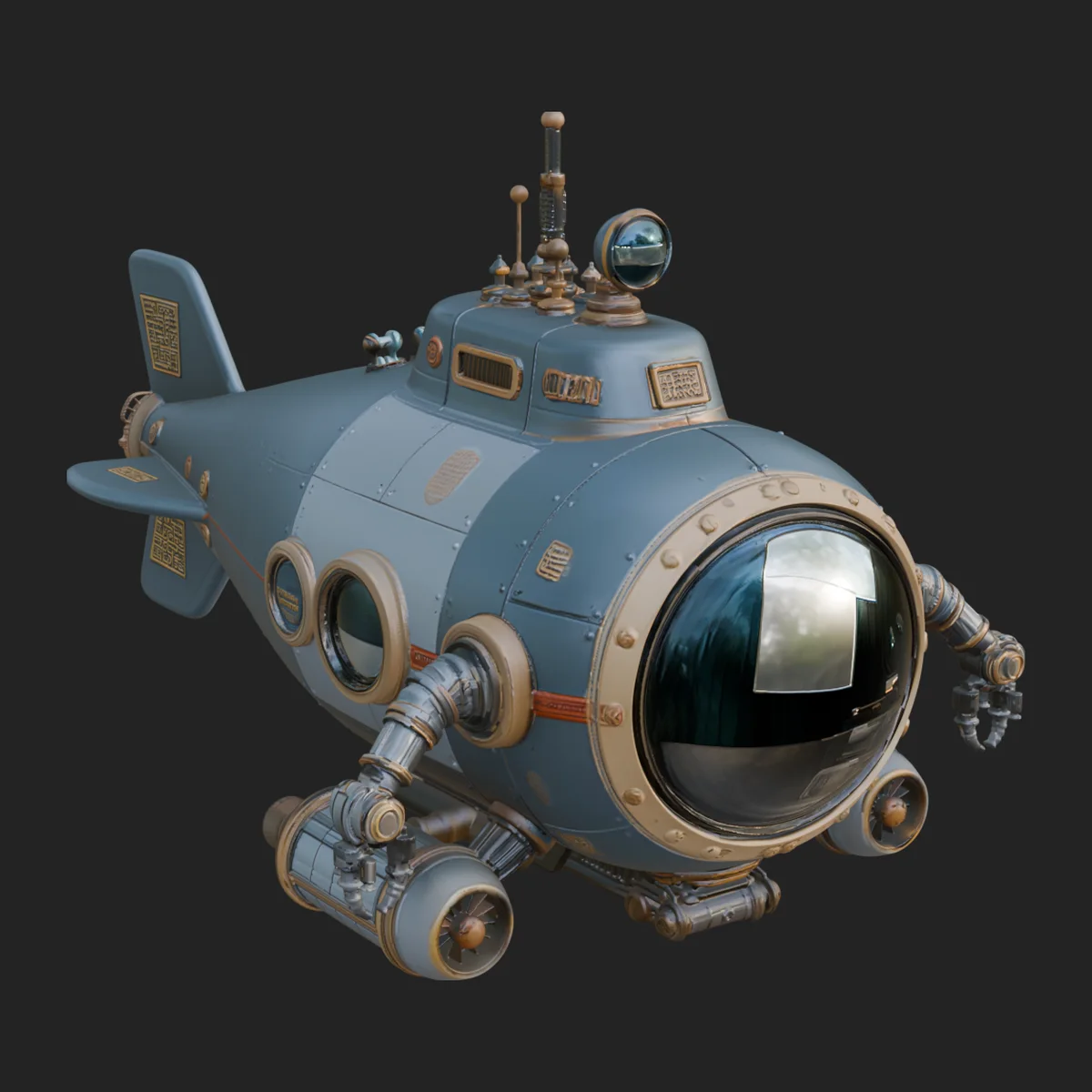 Steampunk Submersible Model Design 19