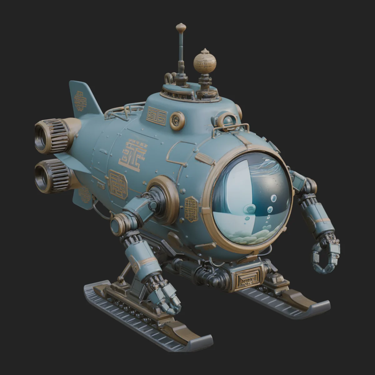Steampunk Submersible Model Design 26