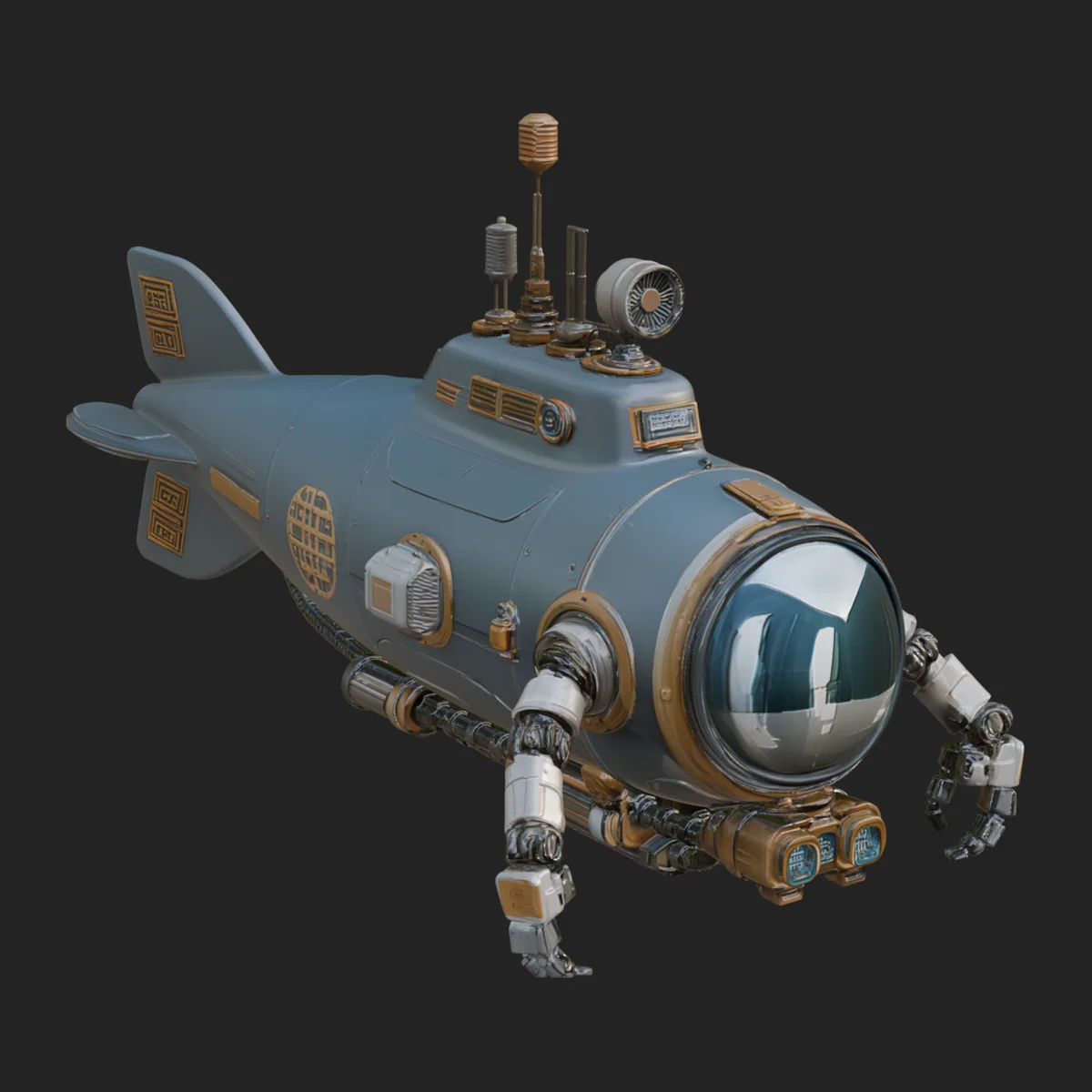Steampunk Submersible Model Design 27