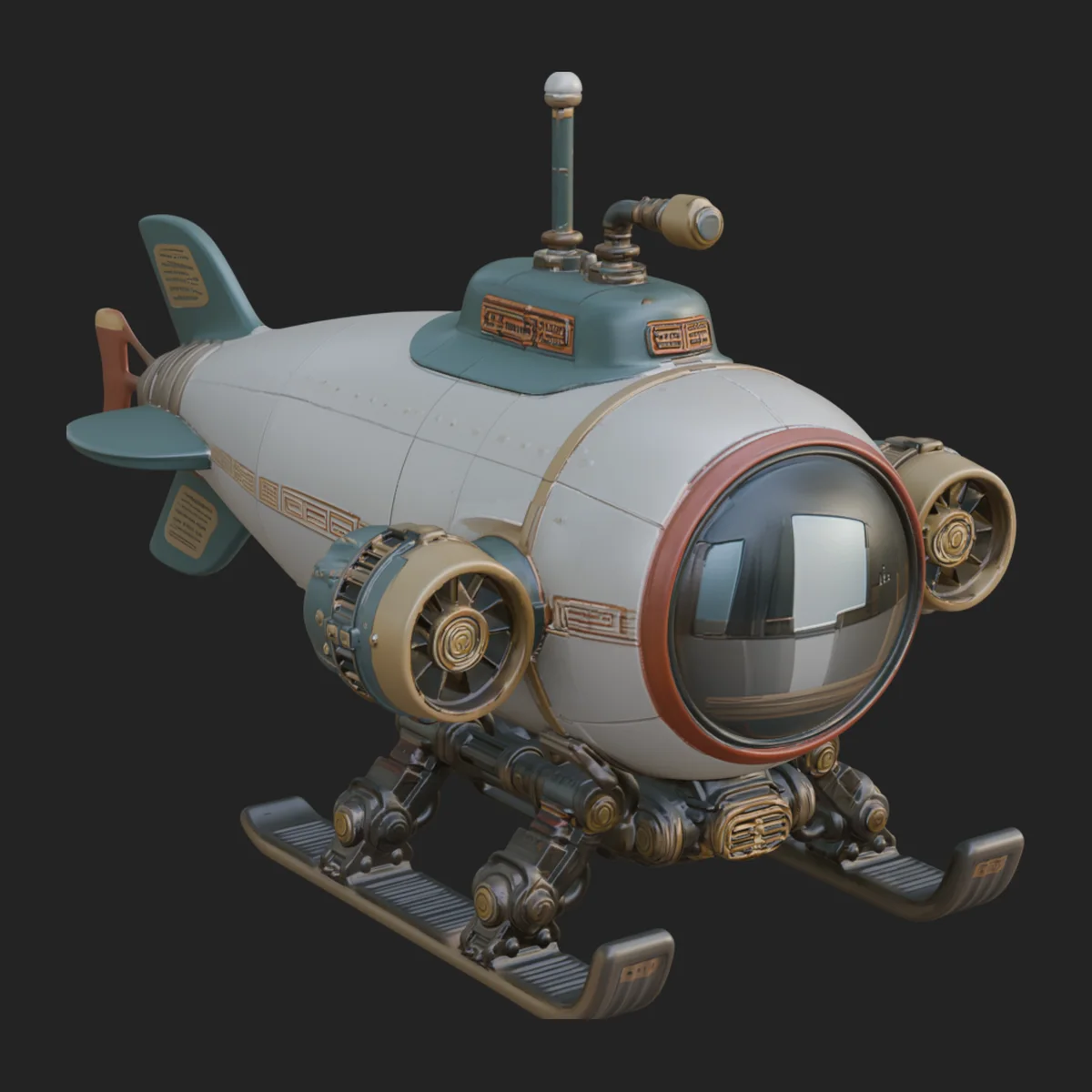 Steampunk Submersible Model Design 34