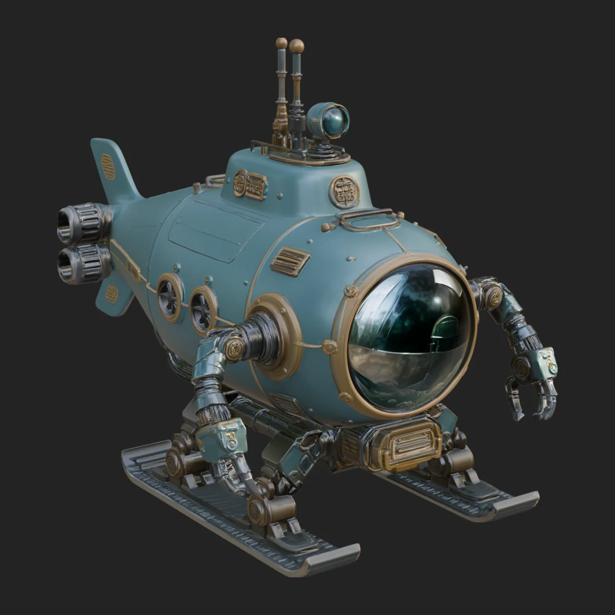 Steampunk Submersible Model Design 35