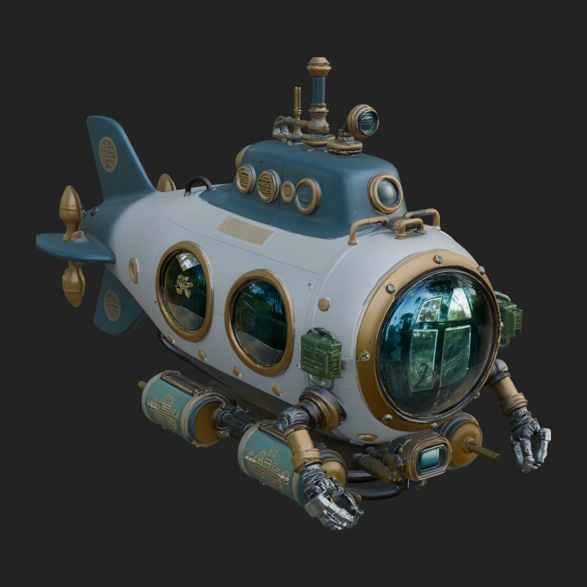 Steampunk Submersible Model Design 36