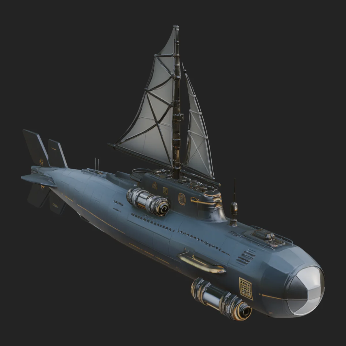 Steampunk Submersible Model Design 52