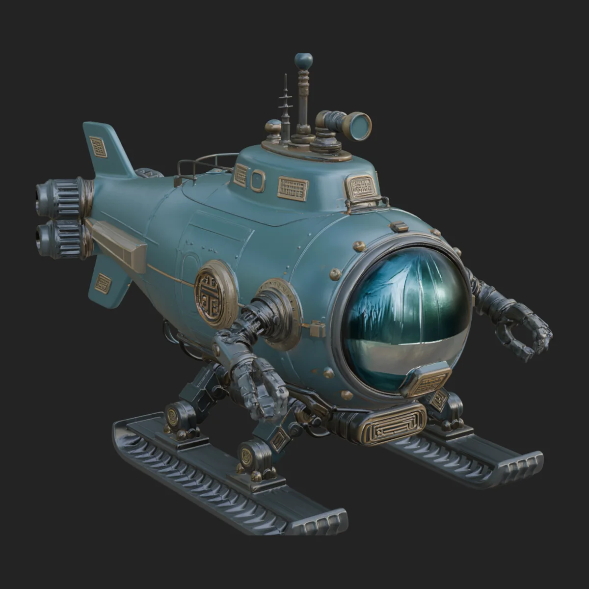 Steampunk Submersible Model Design 6