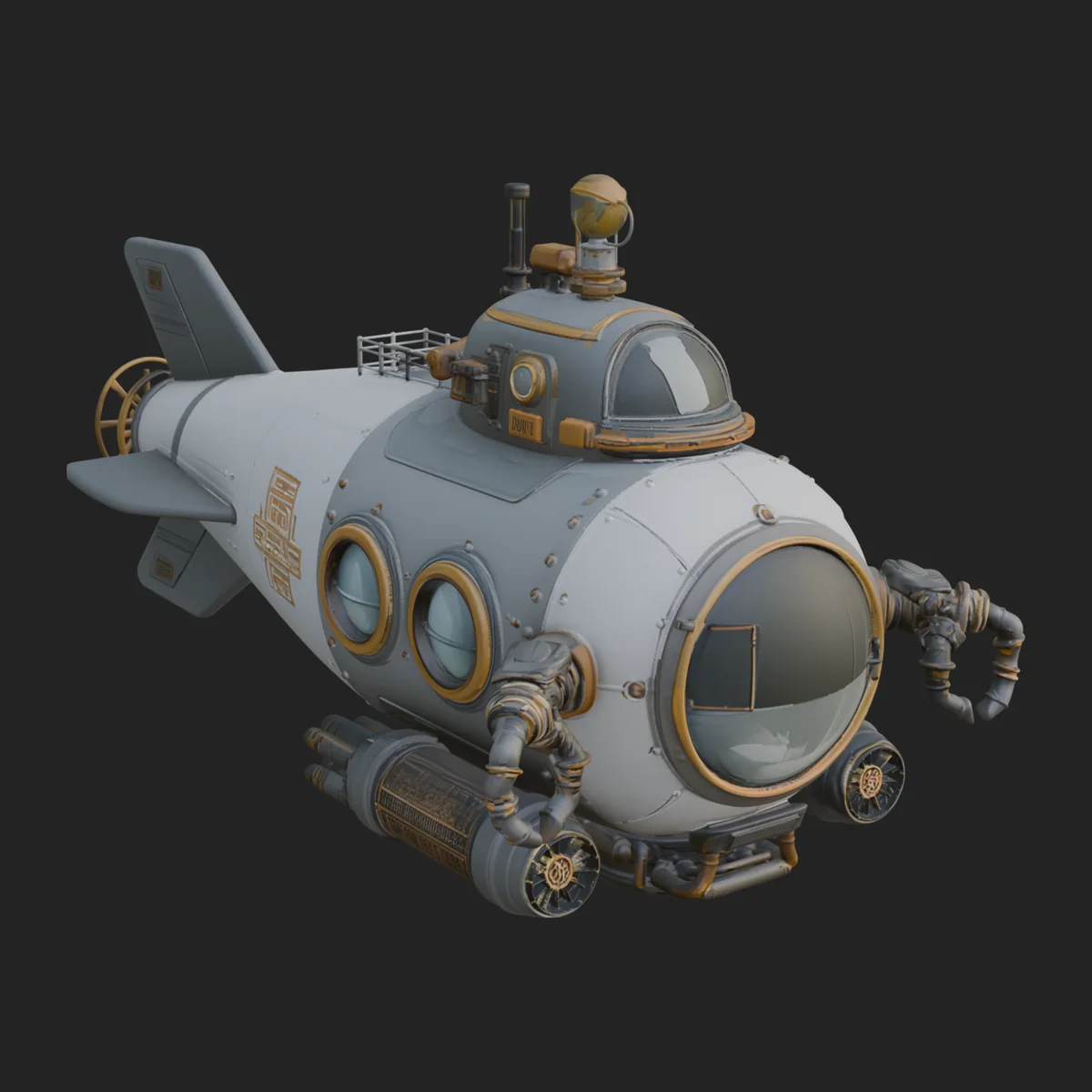 Steampunk Submersible Model Design 8