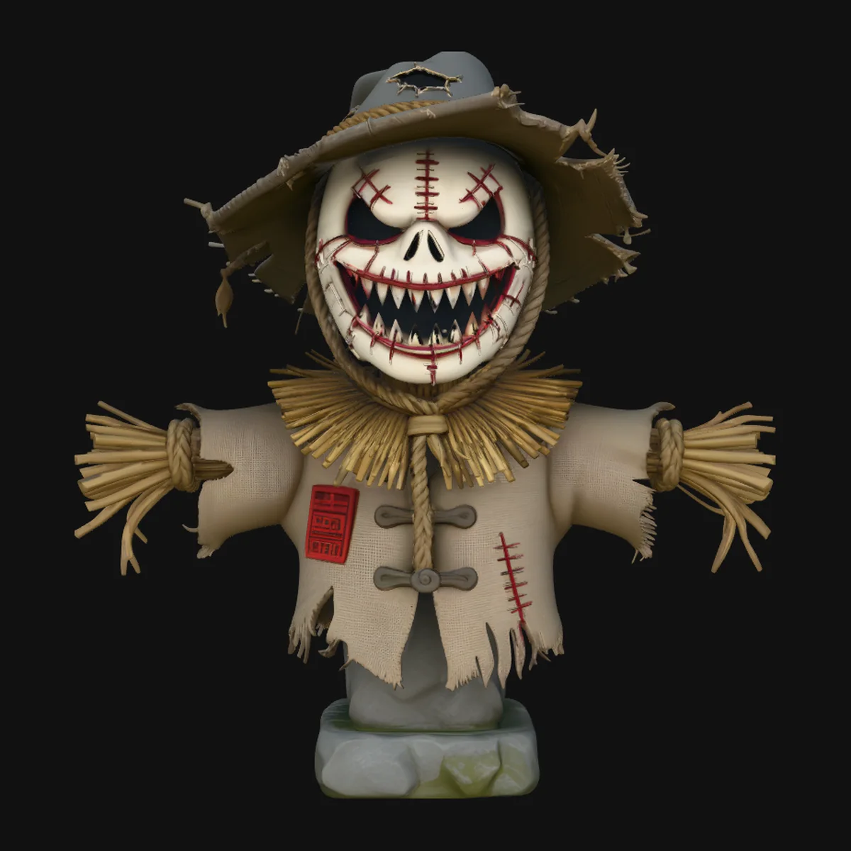 Stitched Scarecrow Bust Statue Design 1