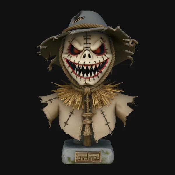 Stitched Scarecrow Bust Statue Design 2