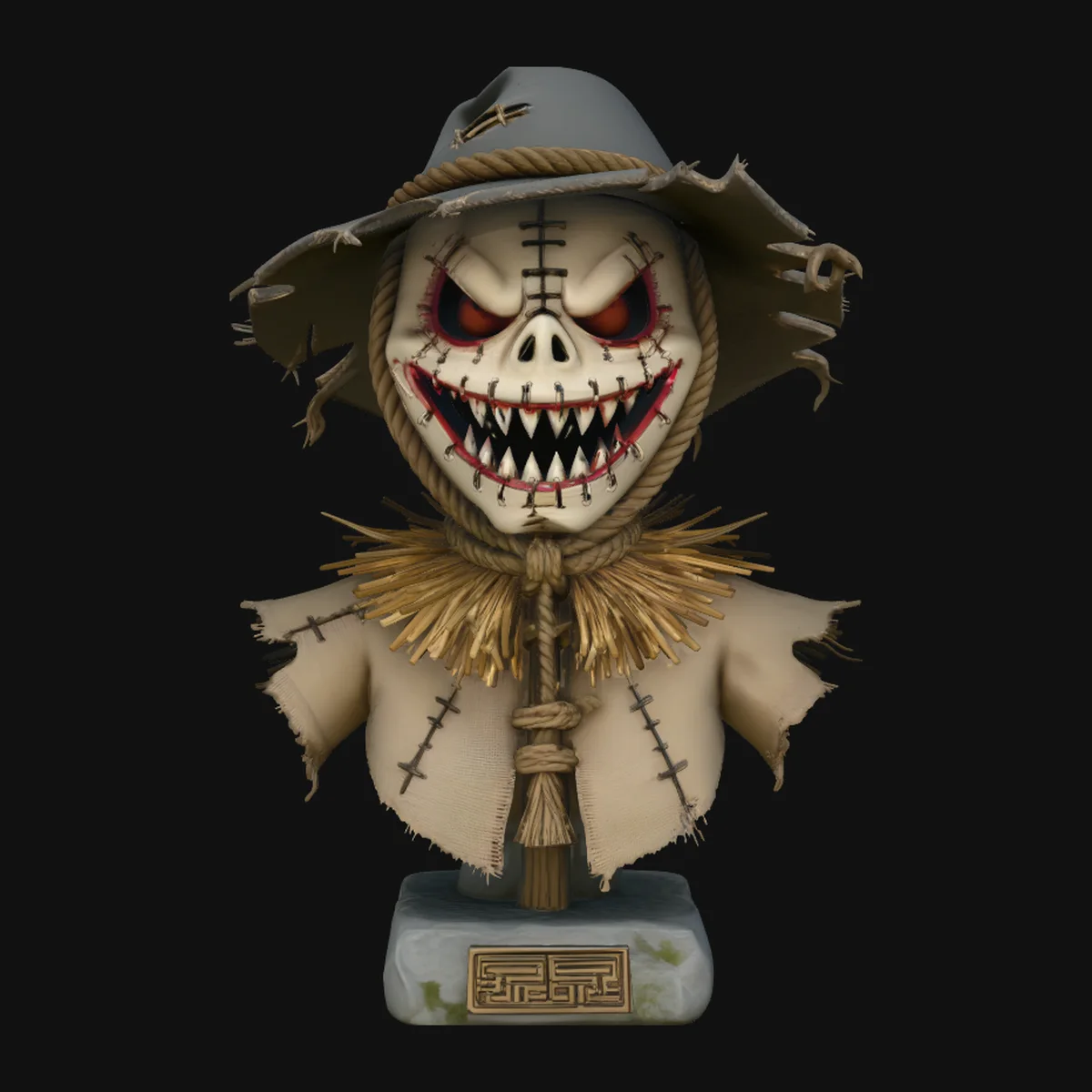 Stitched Scarecrow Bust Statue Design 2