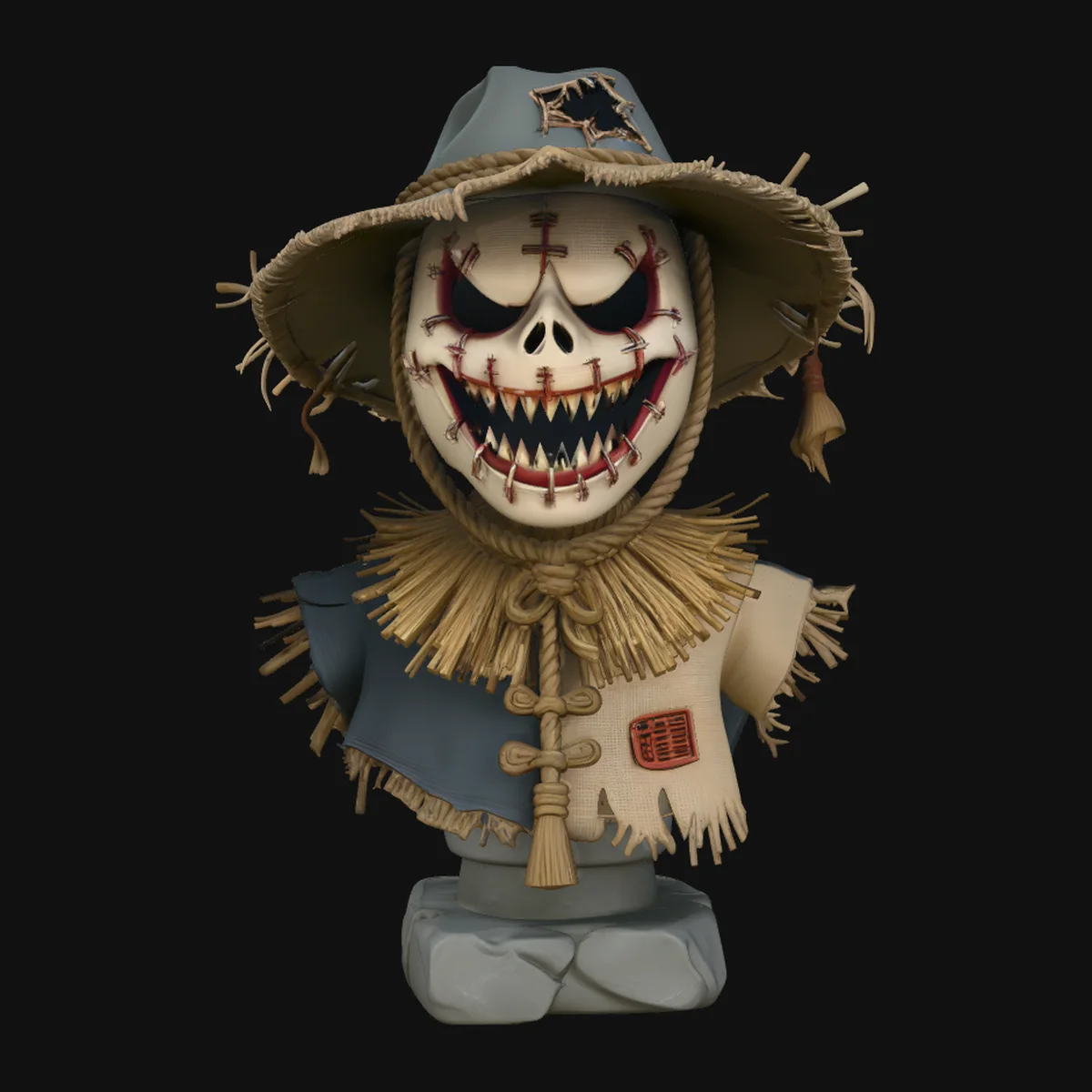 Stitched Scarecrow Bust Statue Design 3