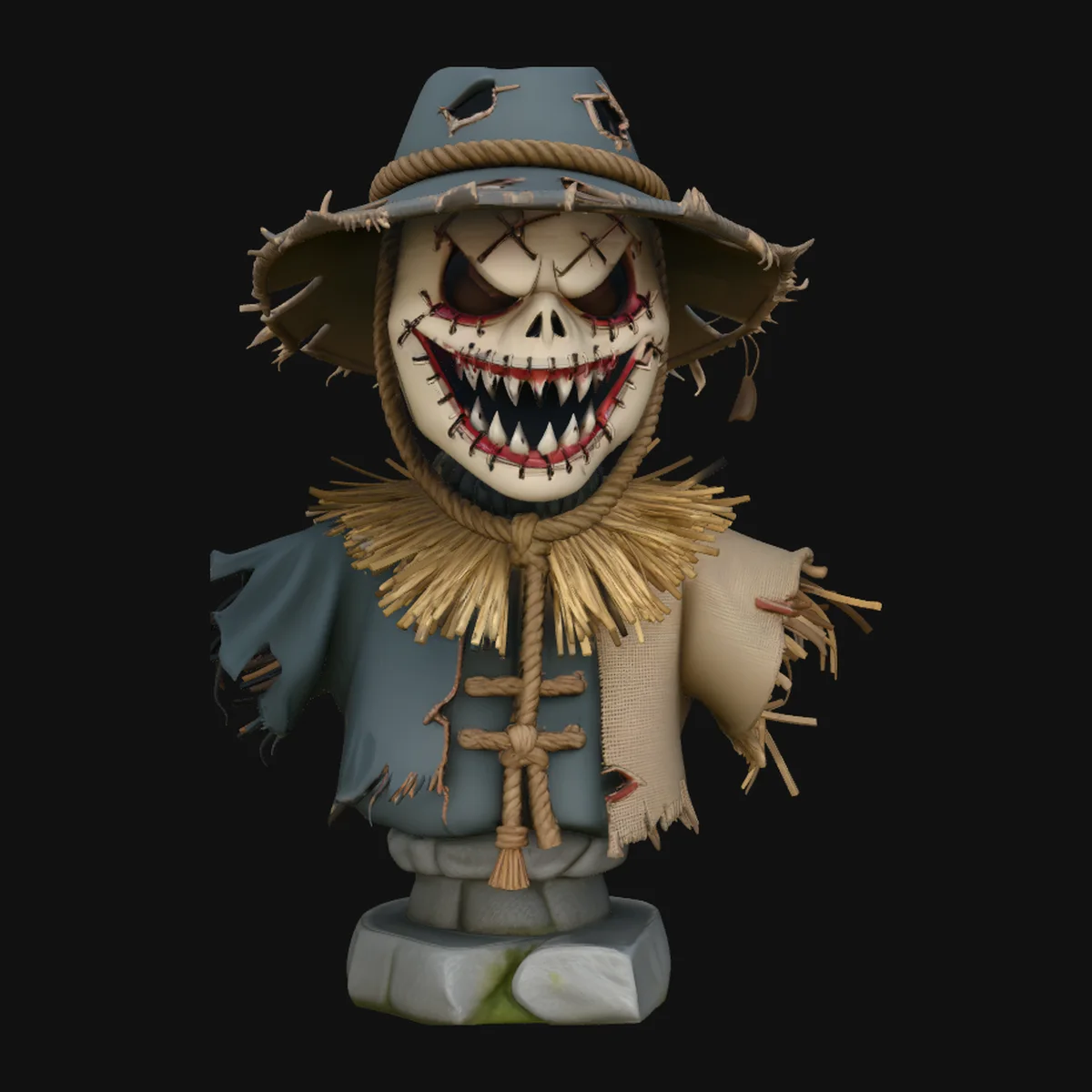 Stitched Scarecrow Bust Statue Design 4