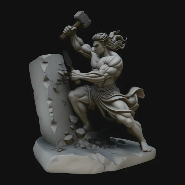 Stone Carver with Hammer Statue Design 1