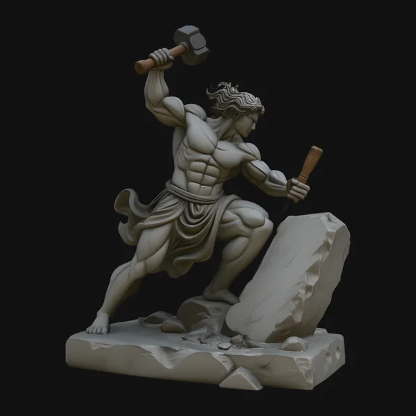Stone Carver with Hammer Statue Design 2