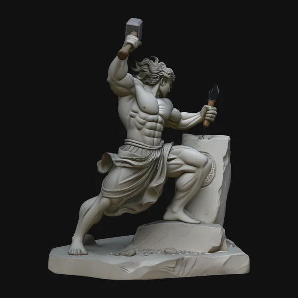 Stone Carver with Hammer Statue Design 3