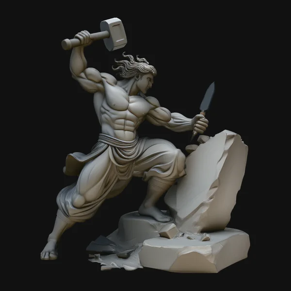 Stone Carver with Hammer Statue Design 4