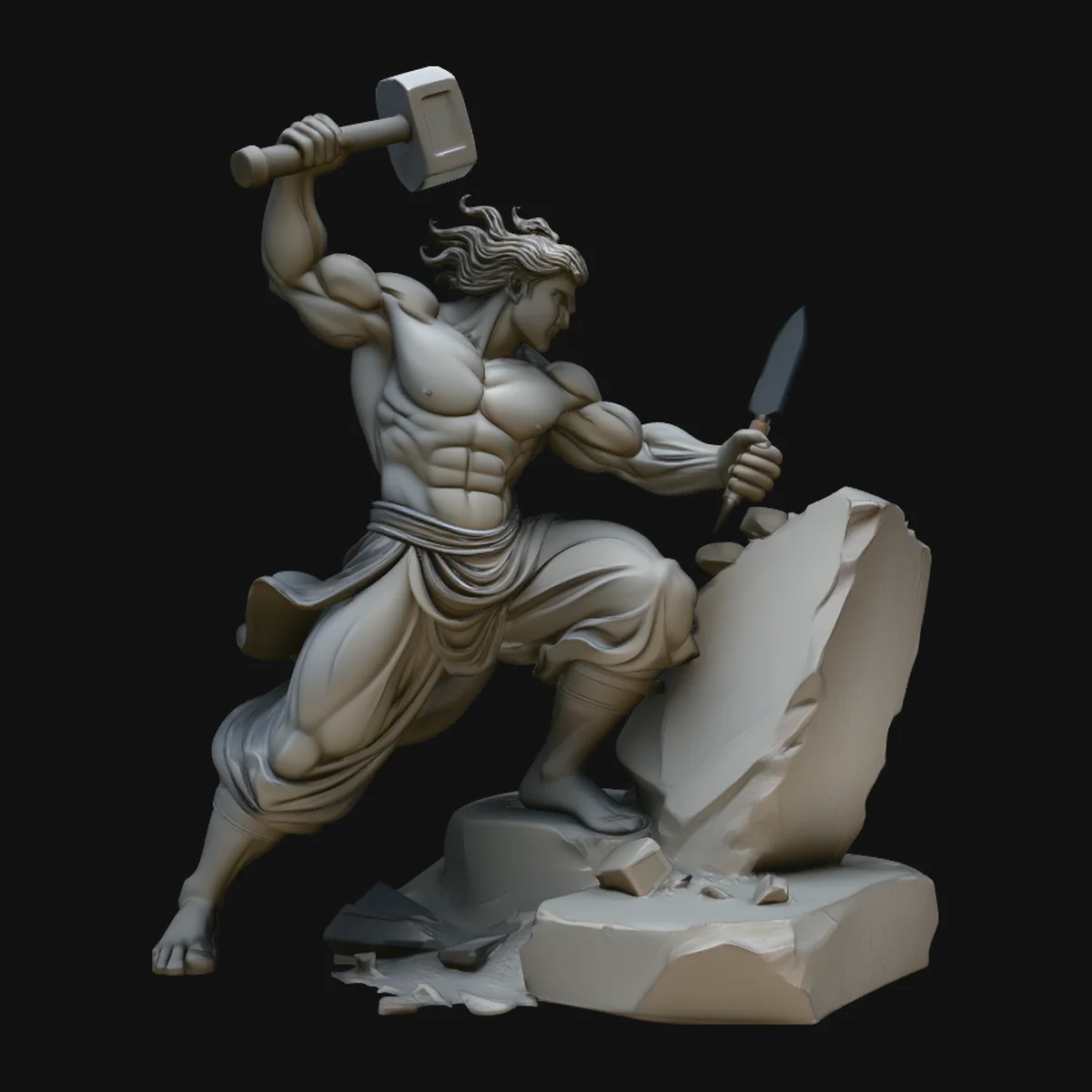 Stone Carver with Hammer Statue Design 4