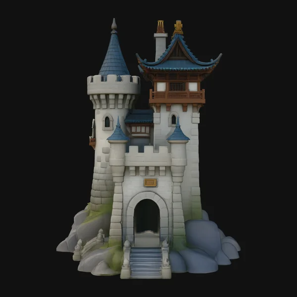 Stone Castle Tower Model Design 1