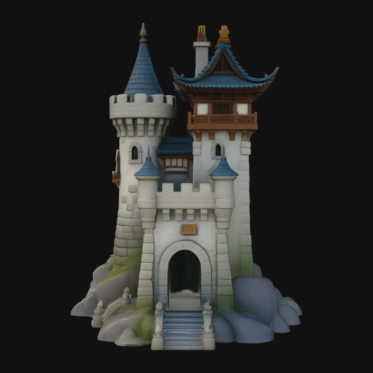 Stone Castle Tower Model Design 1