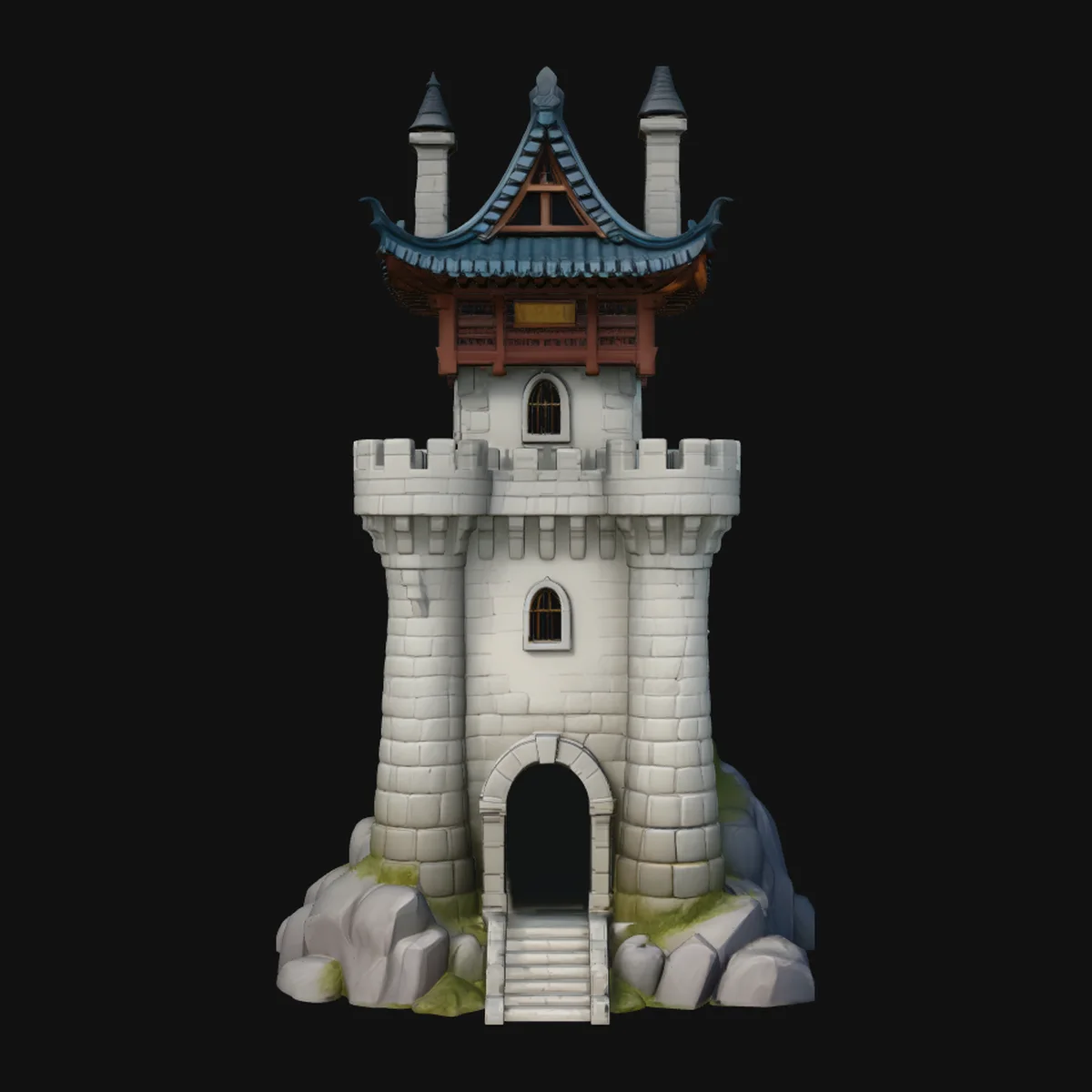 Stone Castle Tower Model Design 3
