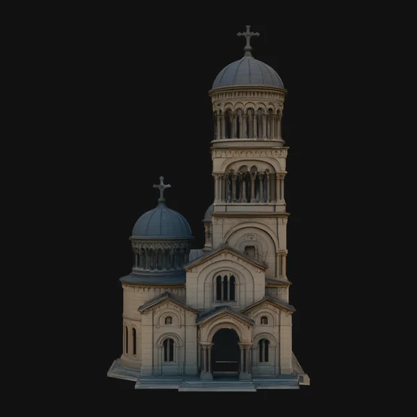 Stone Church with Bell Tower Model Design 1