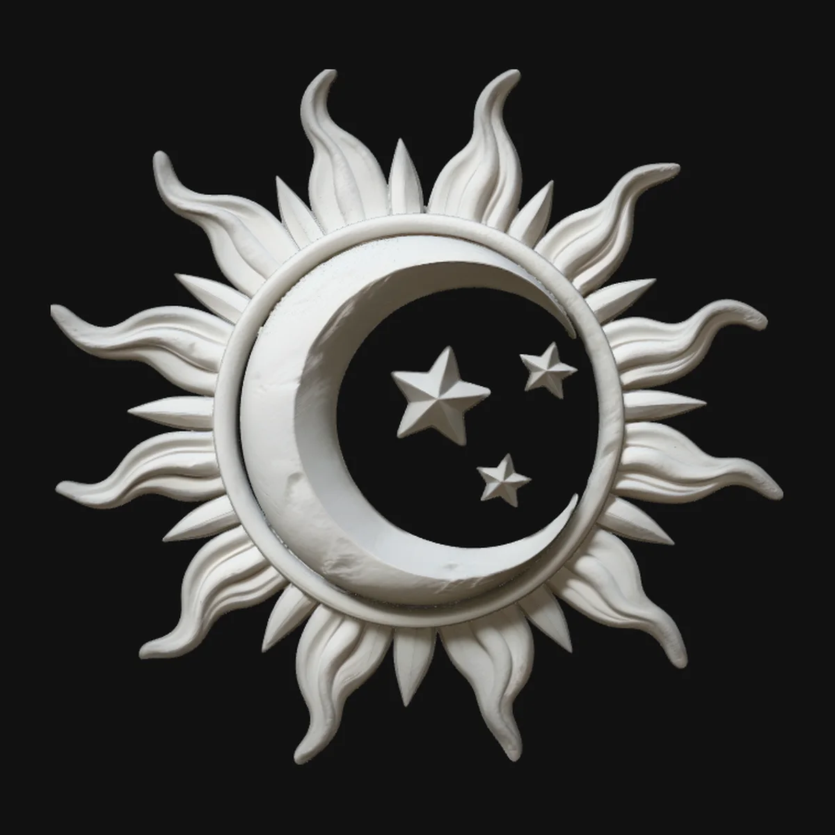 Sun and Crescent Moon Medallion Pendant Design 1