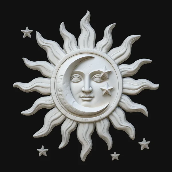 Sun and Crescent Moon Medallion Pendant Design 3