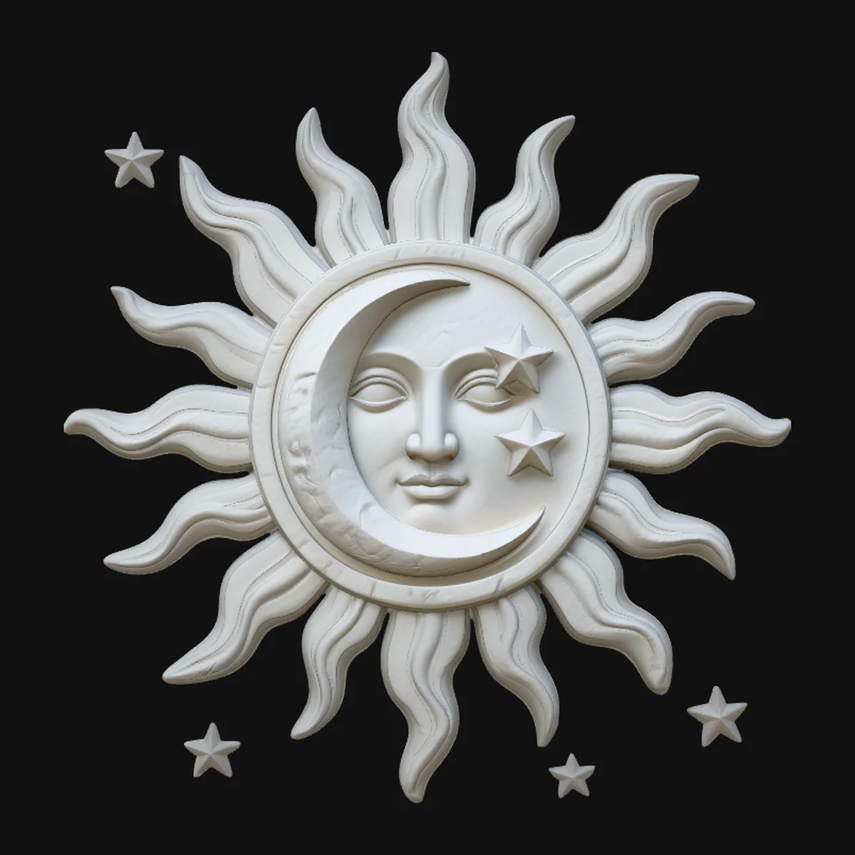 Sun and Crescent Moon Medallion Pendant Design 3
