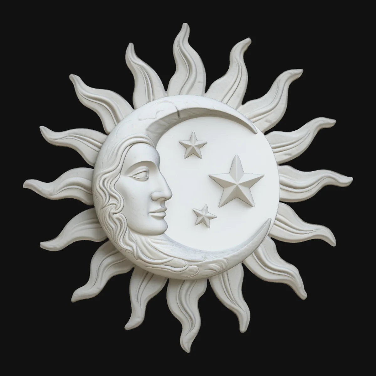 Sun and Crescent Moon Medallion Pendant Design 4
