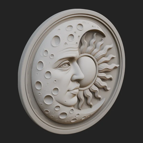 Sun and Moon Face Plaque Design 1