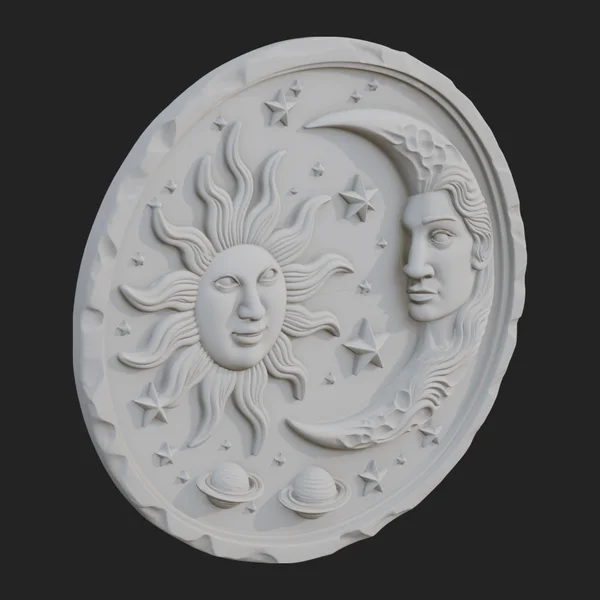 Sun and Moon Face Plaque Design 10